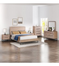 Hannah Multiple Size 5 pcs Light Oak Colour Bedroom Suite in Solid Timber Veneered MDF